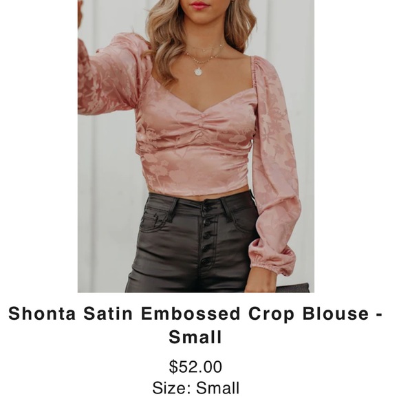 Vici Satin Embossed Open Back Crop Blouse - Picture 7 of 10